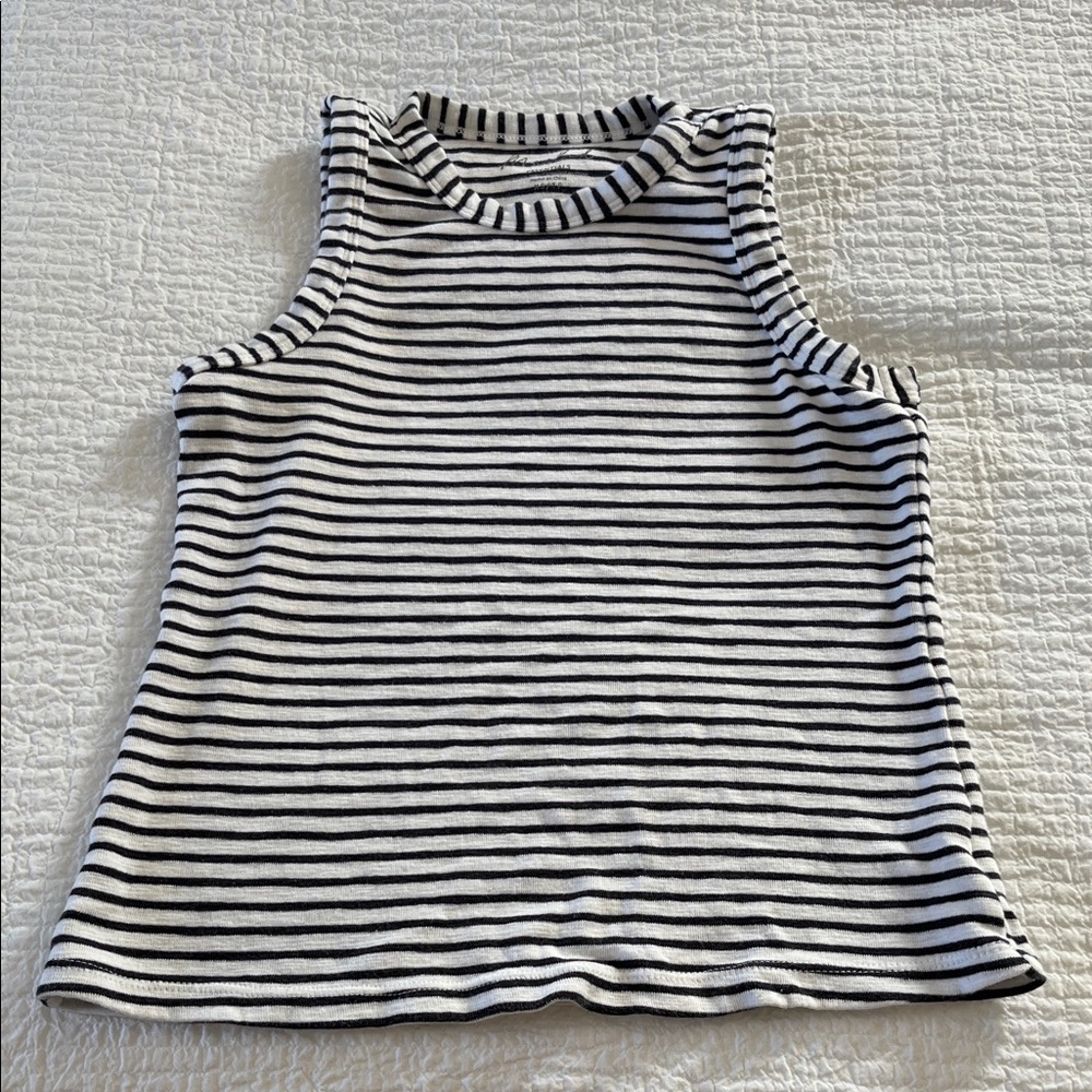 Marled Black & White Striped  Tank